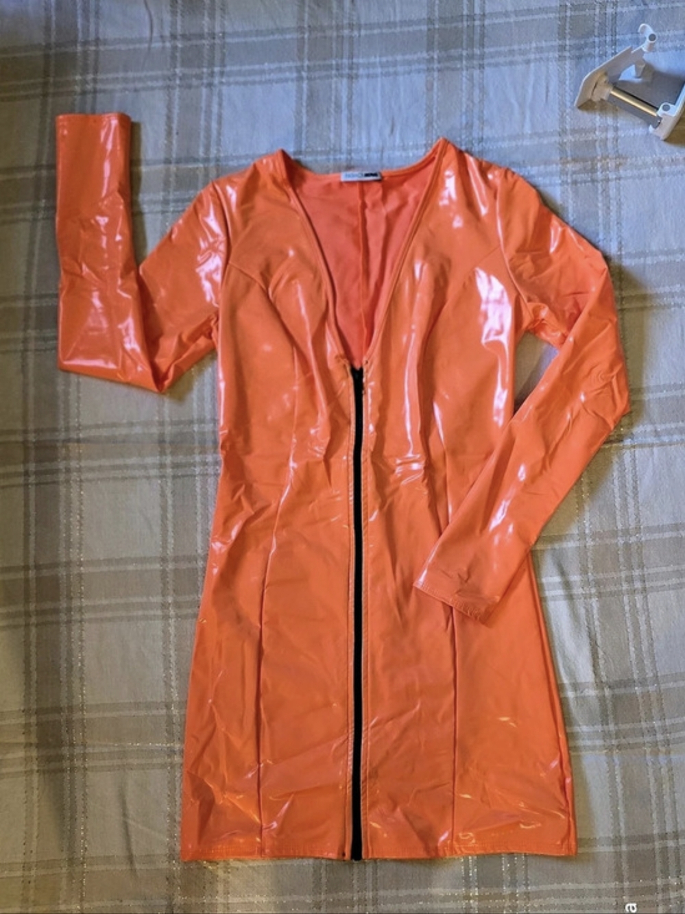 Fashion Nova Orange Vinyl Mini Dress Size Medium Halloween